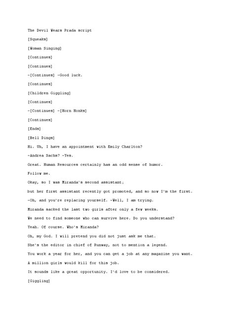 the devil wears prada andy's interview script|the devil wears prada sequel.